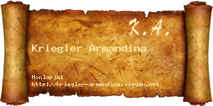 Kriegler Armandina névjegykártya